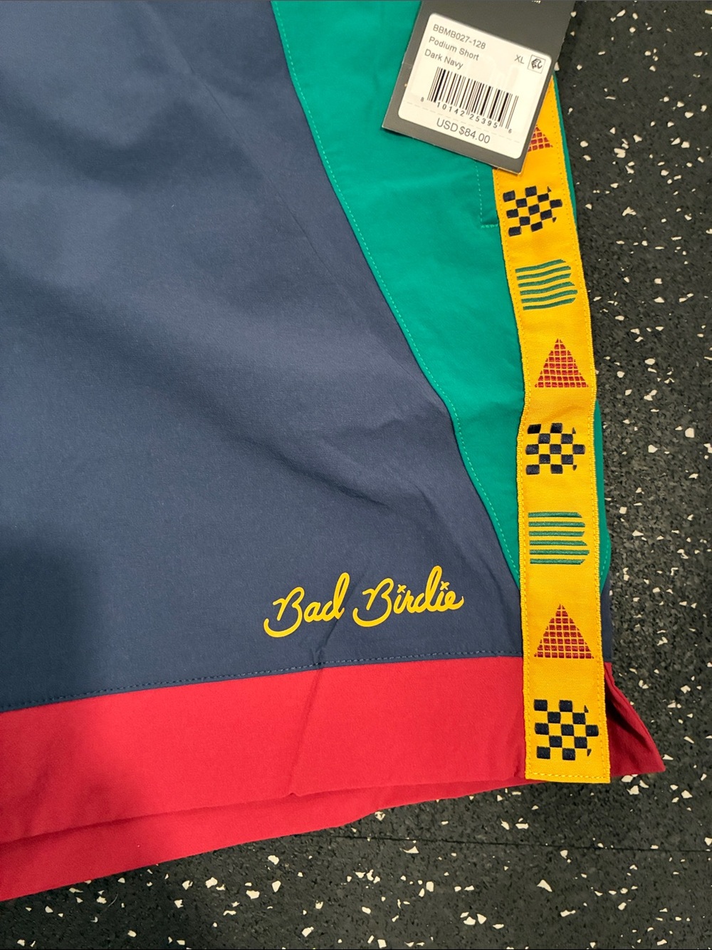 Bad Birdie Navy, Green & Red Colorblock Athletic Shorts - Picture 3 of 4